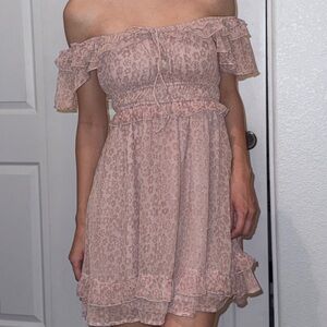 Altar'd State Blush Off-Shoulder Floral Mini Dress